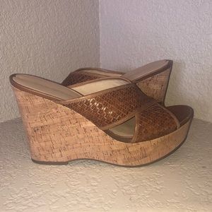 Via Spiga Woven Brown Wedges Size 11